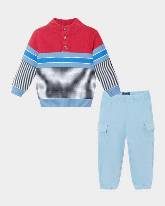 Boy's Striped Sweater & Joggers Set, Size Newborn-24